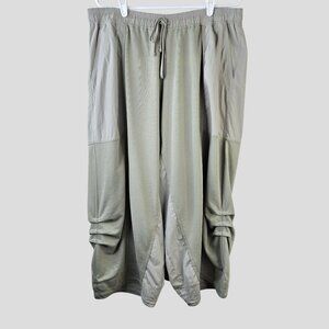 Anthropologie Wide Leg Pants L Dark Green Knit Crop Relaxed Streetwear Pull On